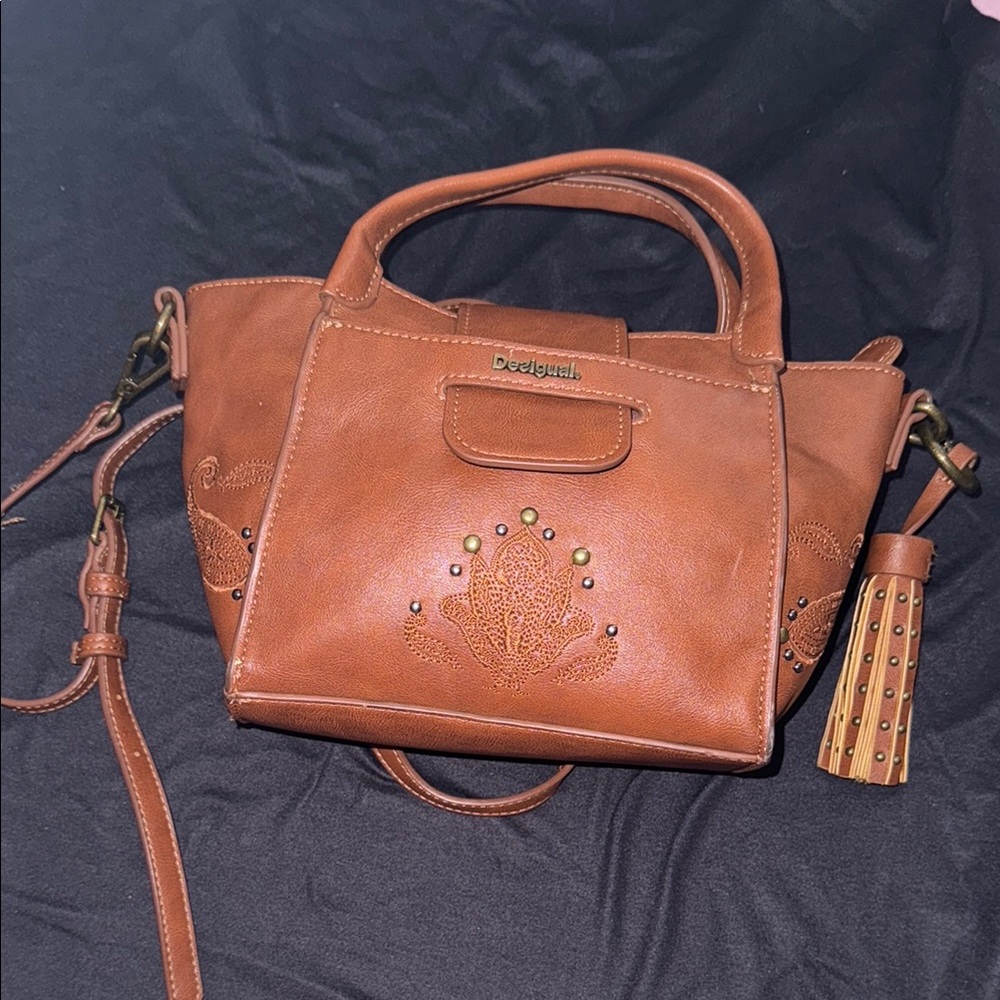 Desigual Brown Crossbody Bag with Tassel Accent